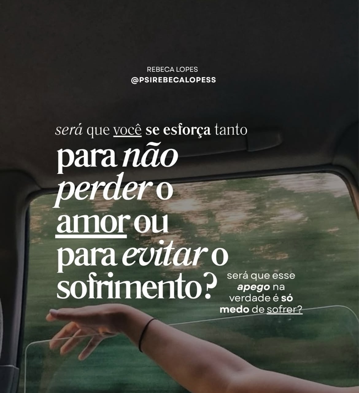 será que você se esforça tanto para não perder o amor ou para evitar o sofrimento?