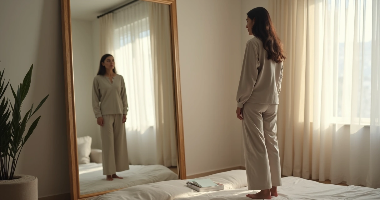 Pessoa olhando para si mesmo no espelho 