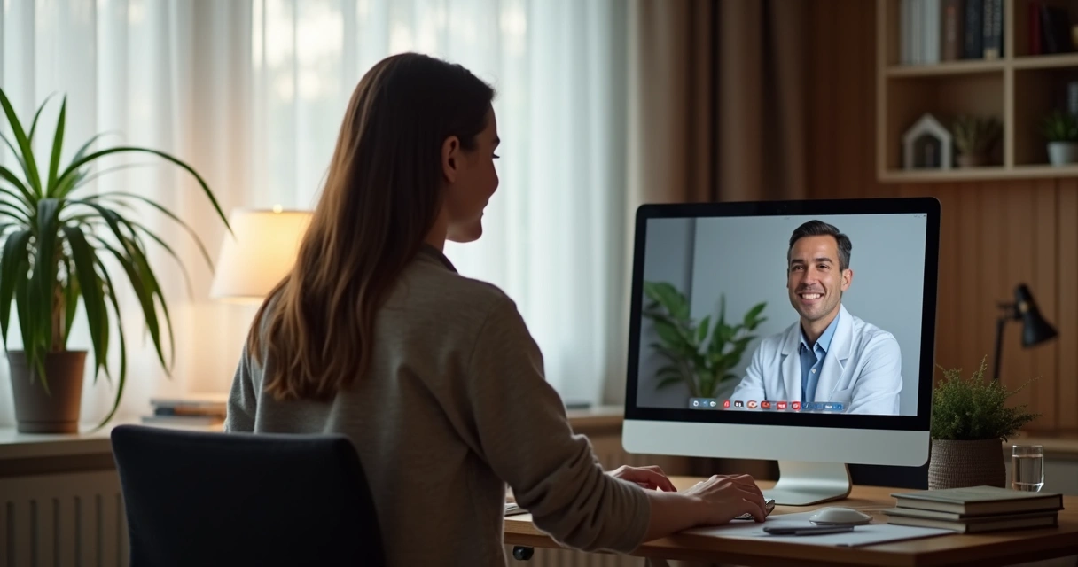 Sessão online de psicólogo por vídeo chamada em ambiente tranquilo 