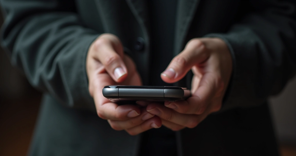 Pessoa lendo mensagens contraditórias no celular 