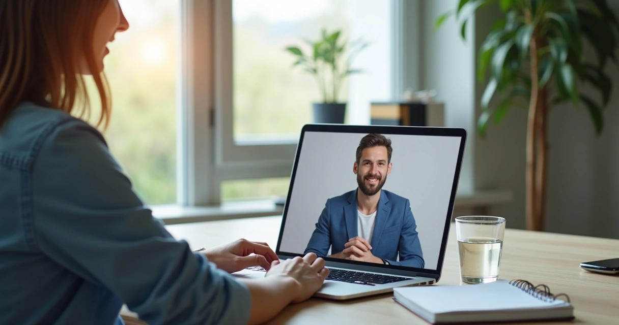 Profissional em consulta psicológica online