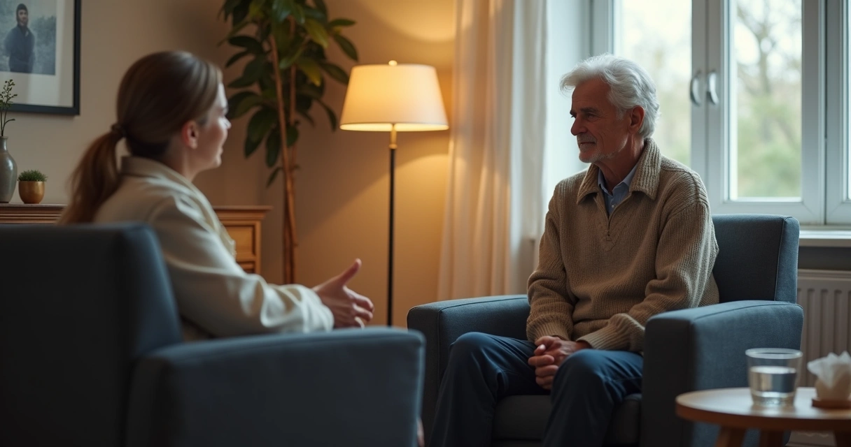 Duas pessoas em conversa de apoio emocional