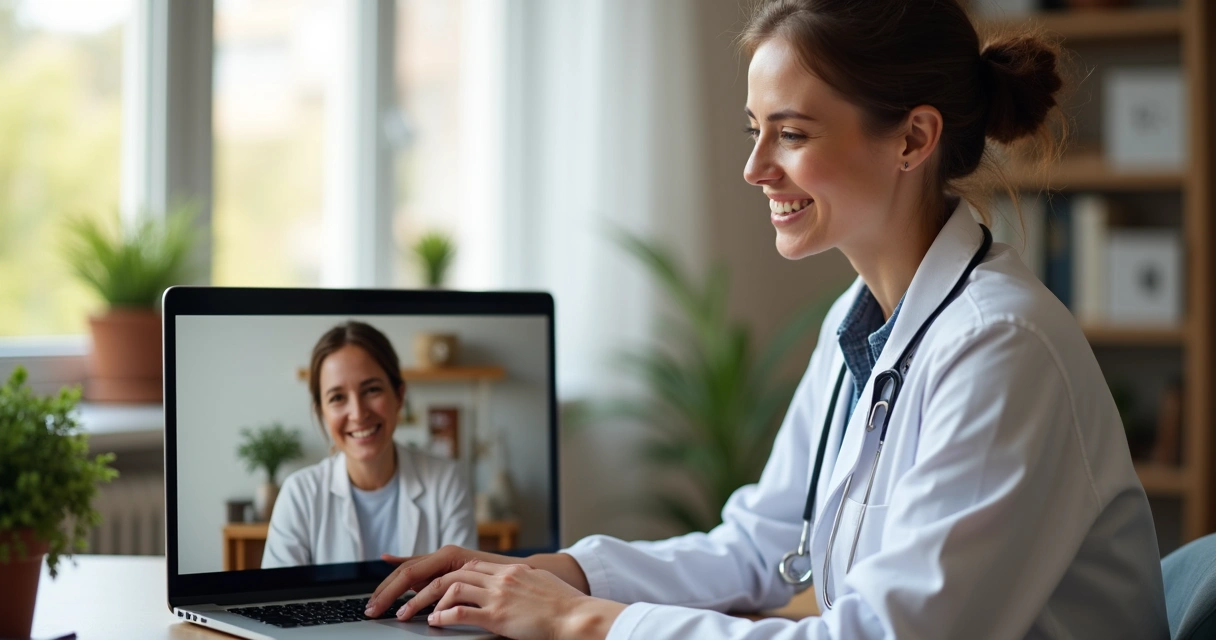 Psicólogo em atendimento online por vídeo chamada no notebook 