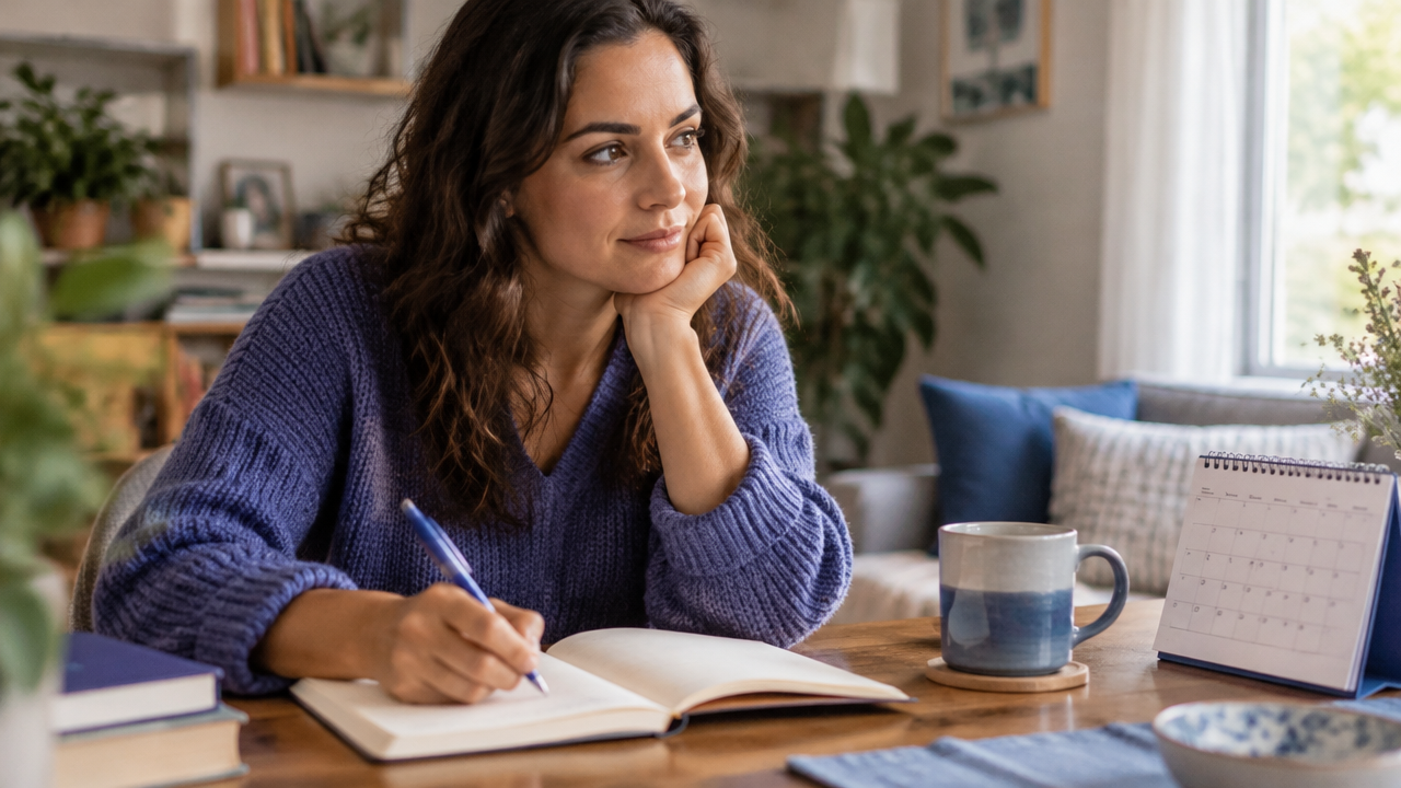 Pessoa registra sentimentos em um caderno para perceber como o sofrimento emocional interfere na rotina.