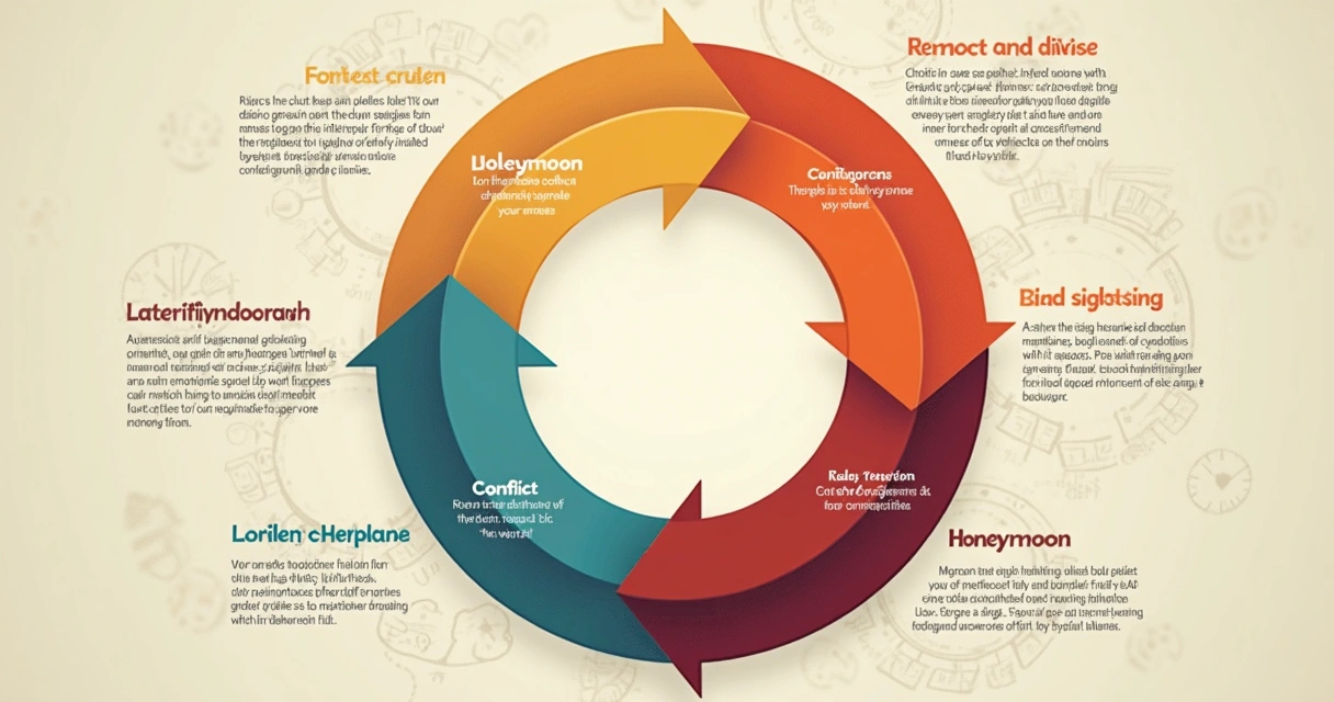 Ilustração do ciclo do abuso em uma relação 